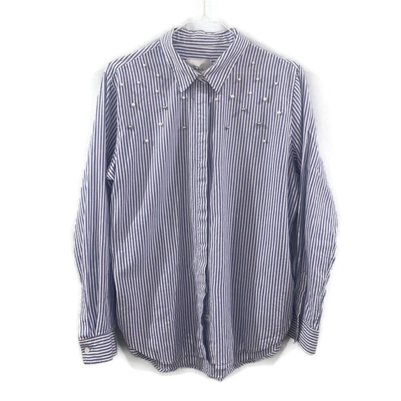 Rails Taylor Banker Stripe With Pearls Top M - Picture 2 of 9